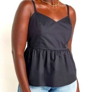 Old Navy Black Smocked Babydoll Cami Swing Top XL New